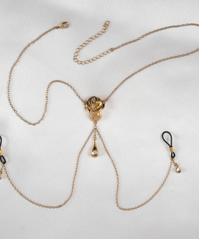 Breast Necklace Love Rose Design Goud
