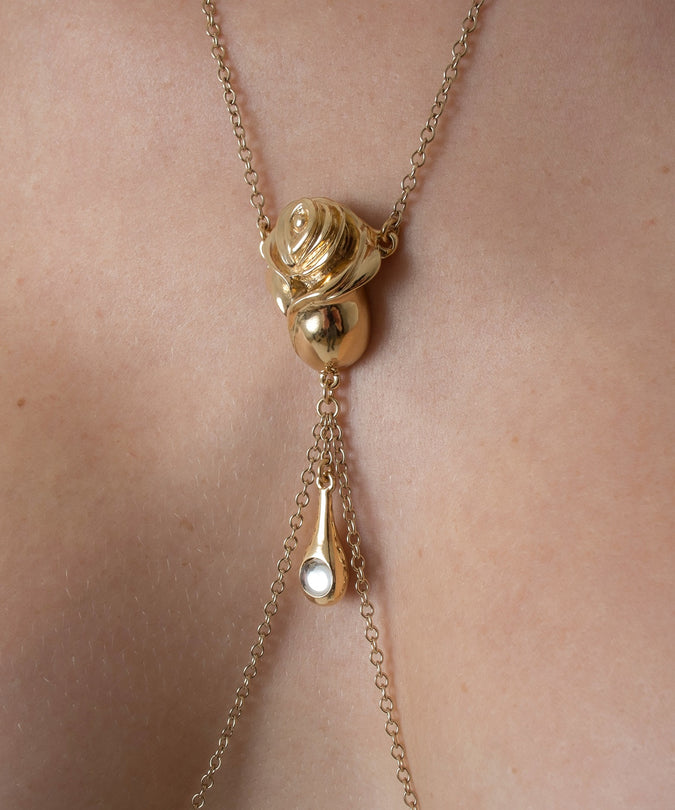 Breast Necklace Love Rose Design Goud