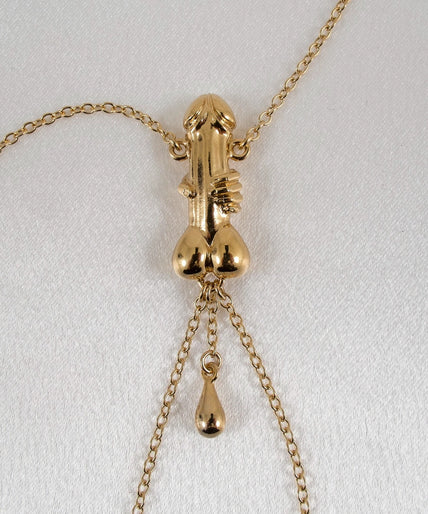 Sylvie Monthulé Breast Necklace Penis Sculpture Design Gold