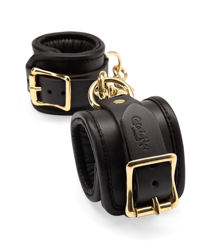 Coco de Mer Black Leather Wrist Cuffs