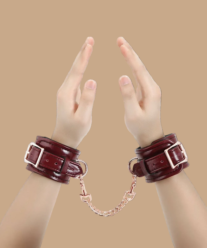 Liebe Seele Leather Wrist Cuffs – Wine Red