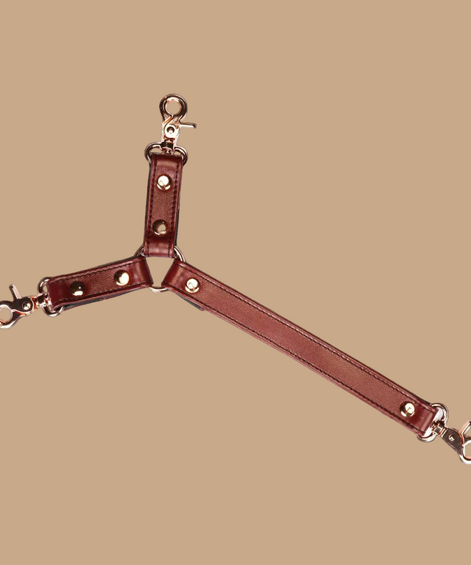 Liebe Seele Leather Collar and Wrist Cuff Harness Set – Wine Red