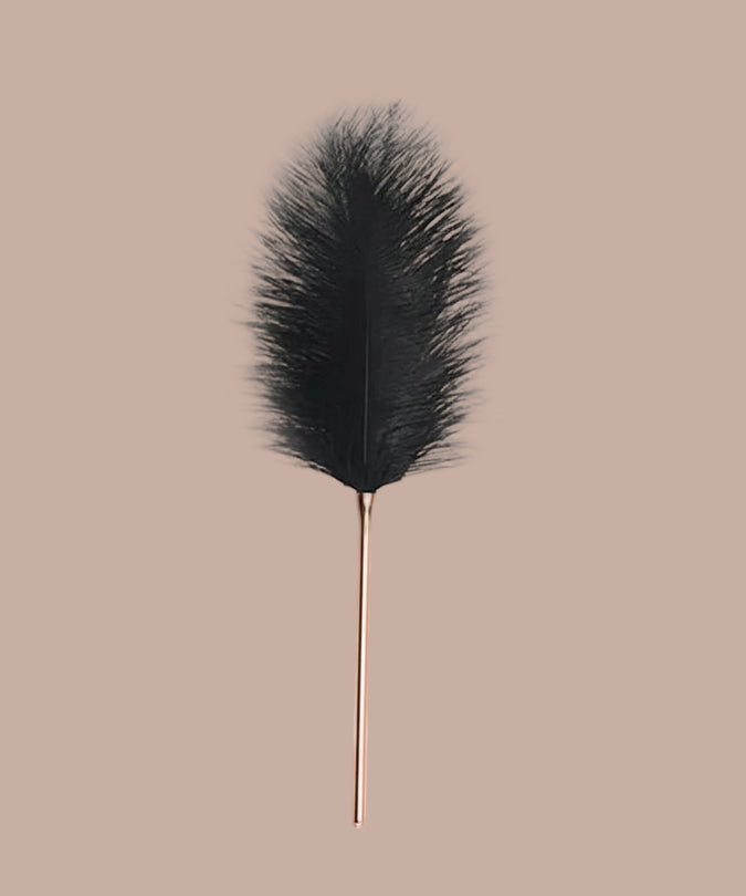 Liebe Seele Black Luxury Ostrich Feather Tickler – Gold Handle
