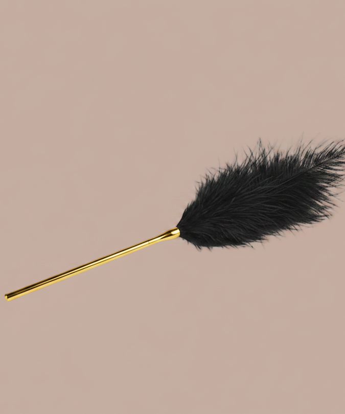 Liebe Seele Luxury Ostrich Feather Tickler – Black with Gold Handle