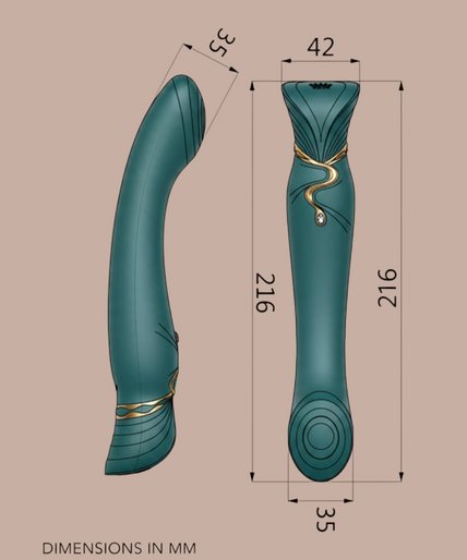 Zalo Queen G-spot vibrator in groen siliconen met gouden details en Swarovski kristal van Pleasurements