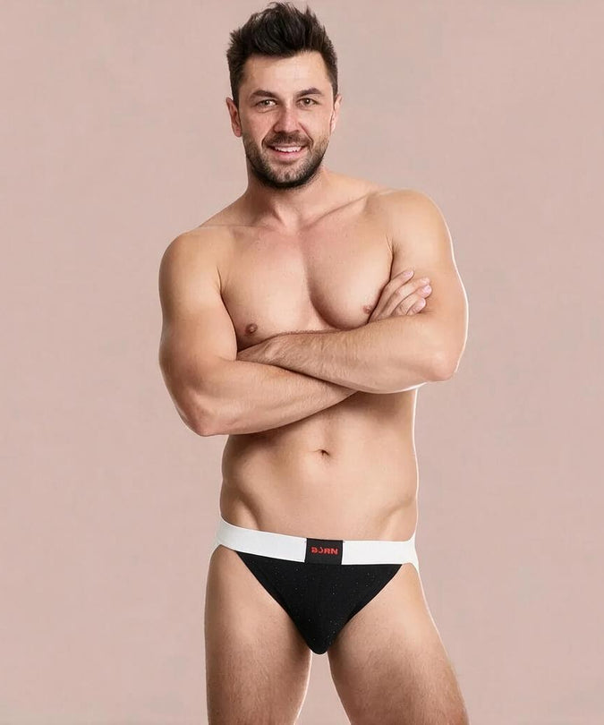 Burn – 004 Jock glanzend zwart / wit S