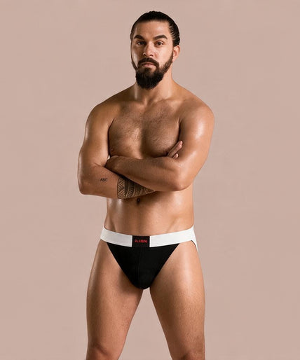 Burn – 004 Jock glanzend zwart / wit S