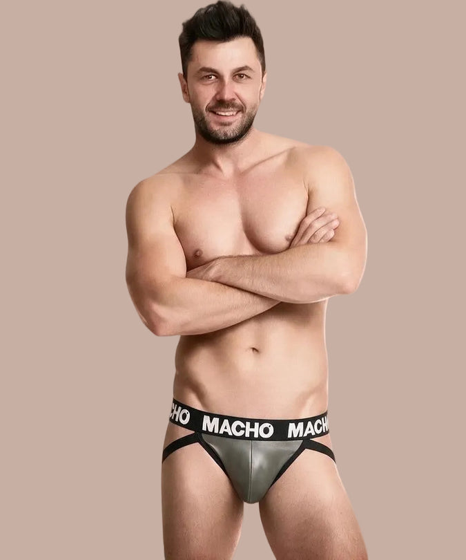 Macho – Mx27gr Jock leer grijs beige S
