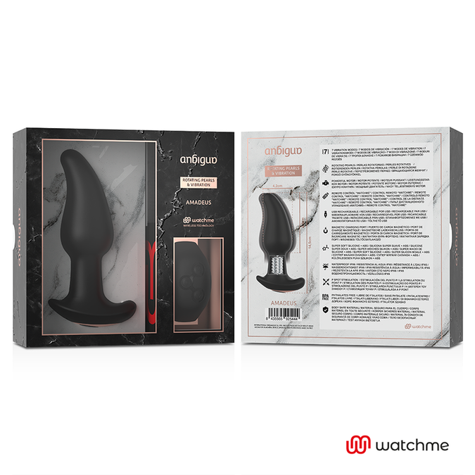 ANBIGUO - WATCHME AFSTANDSBEDIENDE ANALE PLUG VIBRATOR MET ROTATIE VAN AMADEUS PARELS
