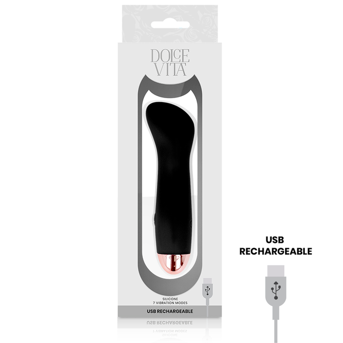 Pleasurements – Dolce Vita – Oplaadbare vibrator One Zwart 7 Snelheden