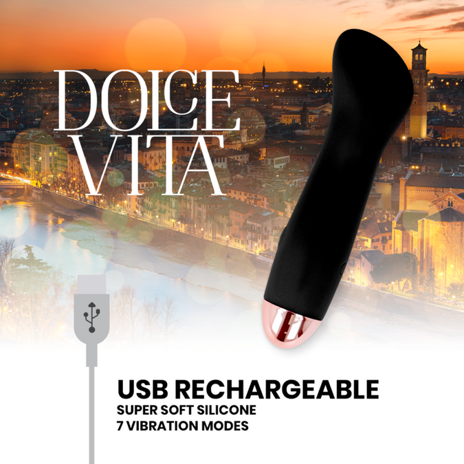 Pleasurements – Dolce Vita – Oplaadbare vibrator One Zwart 7 Snelheden