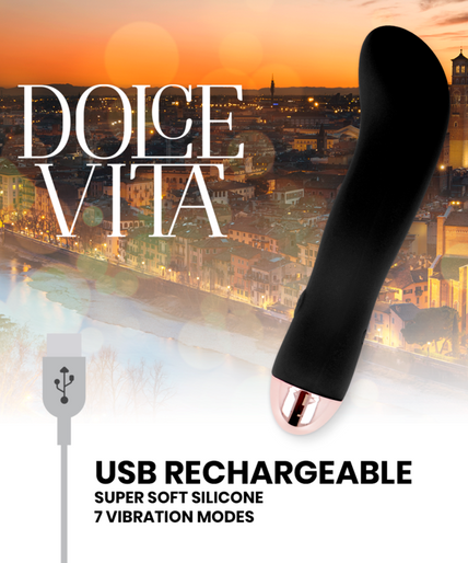 Pleasurements – Dolce Vita – Oplaadbare vibrator Twee Zwart 7 Snelheden