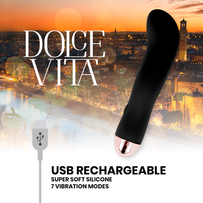 Dolce Vita – Rechargeable Vibrator Two Black 7 Speed