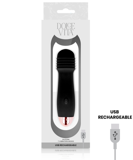 DOLCE VITA - RECHARGEABLE VIBRATOR THREE BLACK 7 SPEED