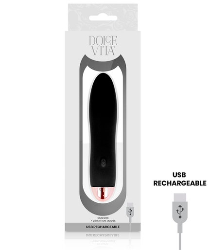 DOLCE VITA - RECHARGEABLE VIBRATOR FOUR BLACK 7 SPEEDS