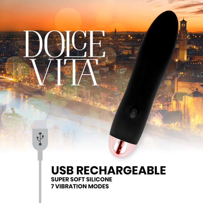 Pleasurements – Dolce Vita – Oplaadbare vibrator Four Zwart 7 Snelheden