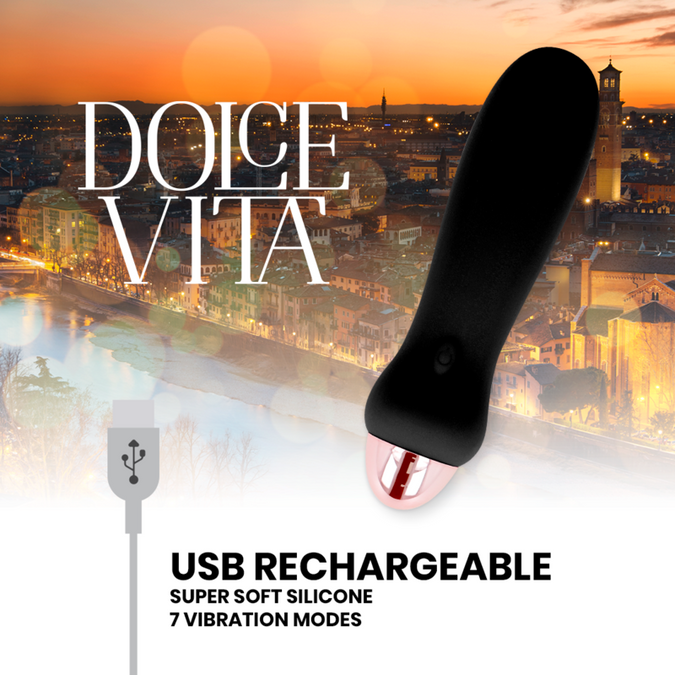 Pleasurements – Dolce Vita – Rechargeable Vibrator Five Black 7 Speed