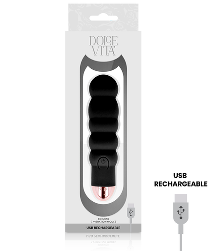 Pleasurements – Dolce Vita – Oplaadbare vibrator Six Zwart 7 Snelheden