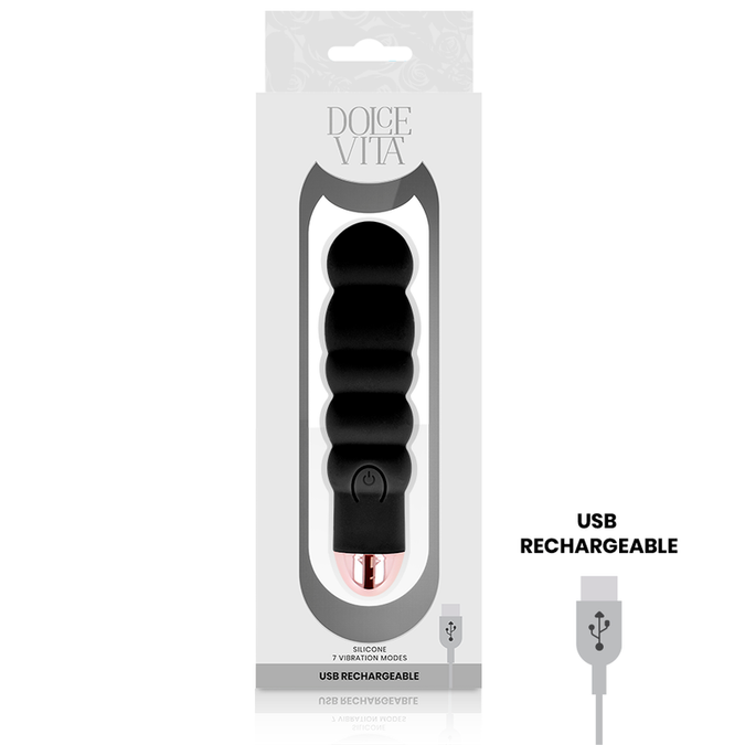 Dolce Vita – Rechargeable Vibrator Six Black 7 Speed