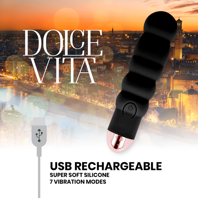 Dolce Vita – Rechargeable Vibrator Six Black 7 Speed
