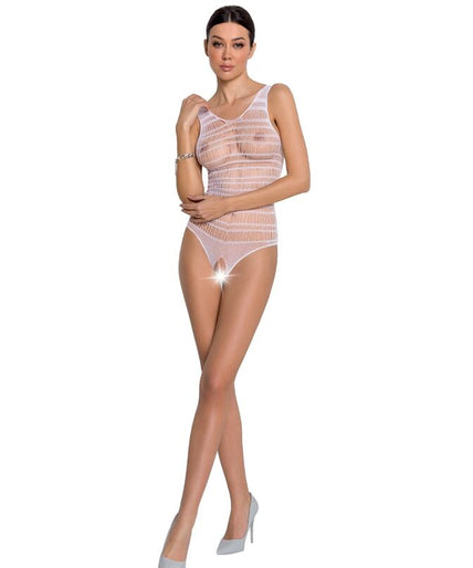 PASSION - VROUW BS086 WITTE BODYSTOCKING ÉÉN MAAT