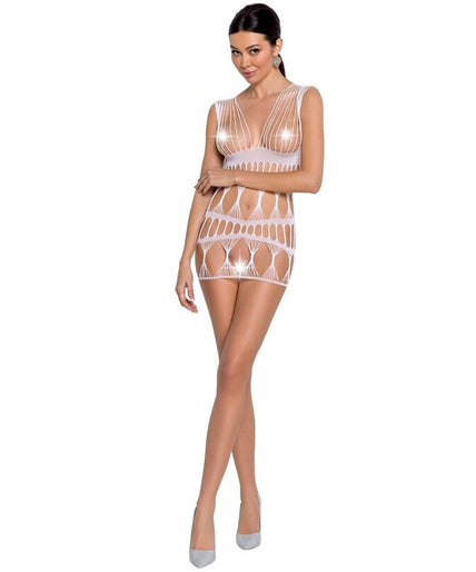 PASSION - VROUW BS089 WITTE BODYSTOCKING EEN MAAT