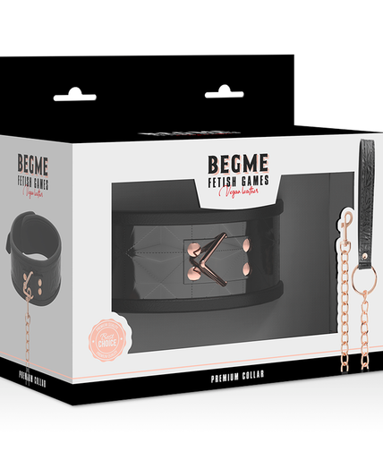 BEGME - BLACK EDITION PREMIUM VEGAN LEATHER COLLAR WITH NEOPRENE LINING