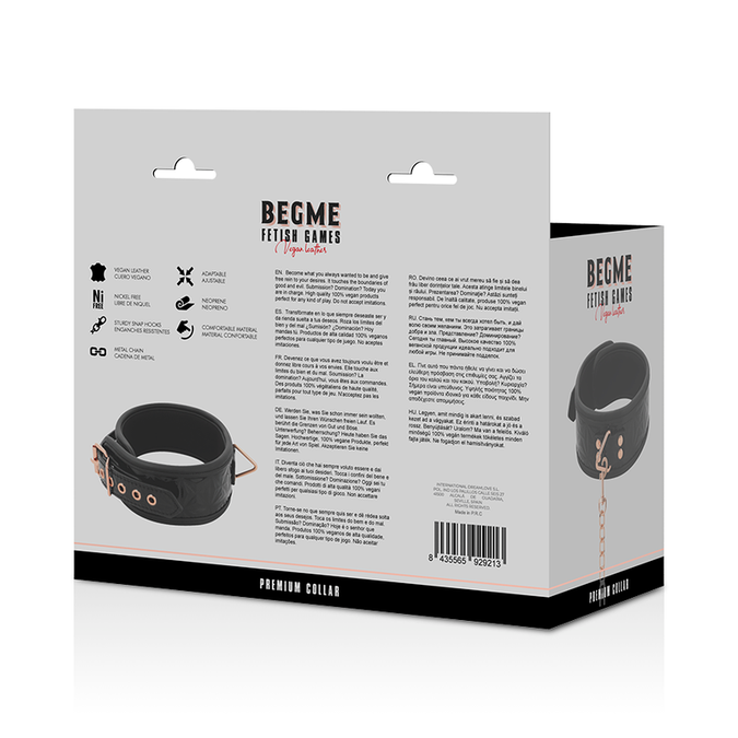 Begme – Black Edition Basic Vegan Leren Halsband met Neopreen Voering