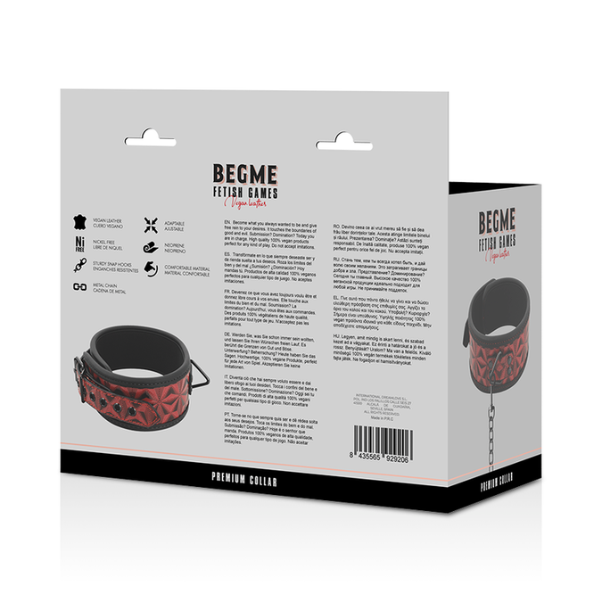 Begme – Red Edition Core Vegan Leather Collar with Neoprene Lining