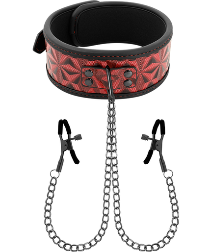BEGME - RED EDITION COLLAR WITH NIPPLE CLAMPS WITH NEOPRENE LINING