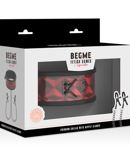 BEGME - RED EDITION COLLAR WITH NIPPLE CLAMPS WITH NEOPRENE LINING