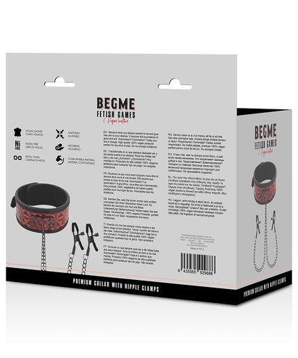 BEGME - RED EDITION COLLAR WITH NIPPLE CLAMPS WITH NEOPRENE LINING