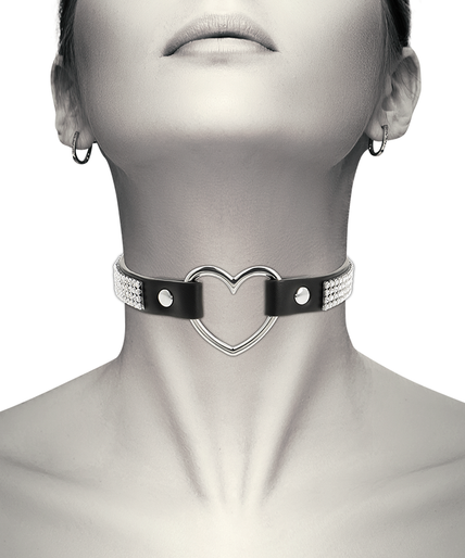 COQUETTE CHIC DESIRE - VEGAN LEATHER CHOKER WITH HEART