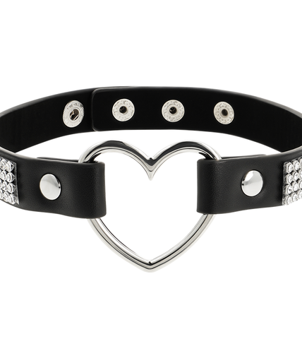 COQUETTE CHIC DESIRE - VEGAN LEATHER CHOKER WITH HEART