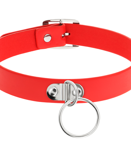 COQUETTE CHIC DESIRE - RED VEGAN LEATHER NECKLACE WOMAN FETISH ACCESSORY