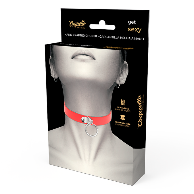 COQUETTE CHIC DESIRE - RODE VEGAN LEREN KETTING DAMES FETISH ACCESSOIRE