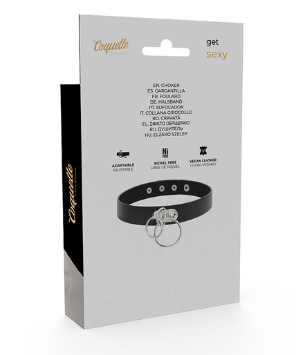 COQUETTE CHIC DESIRE - DOUBLE RING VEGAN LEATHER CHOKER