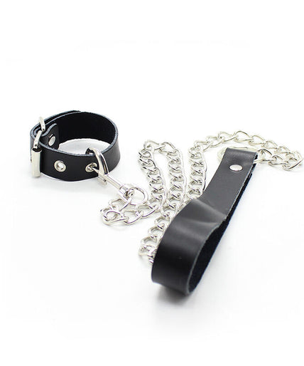 OHMAMA FETISH - PENIS NECKLACE AND LEATHER STRAP WITH METAL CHAIN