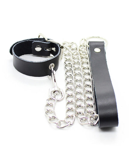 OHMAMA FETISH - PENIS NECKLACE AND LEATHER STRAP WITH METAL CHAIN