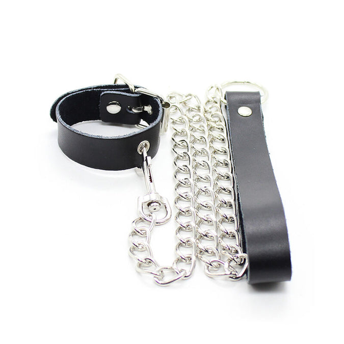 OHMAMA FETISH - PENISHANGER EN LEREN BAND MET METALEN KETTING