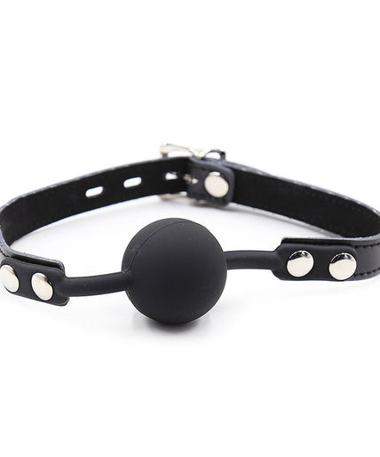 OHMAMA FETISH - SILICONE BALL GAG WITH LEATHER BELT (PADLOCK INCLUDED)