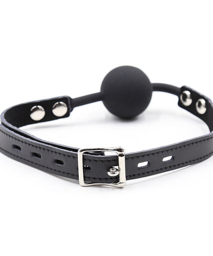 OHMAMA FETISH - SILICONE BALL GAG WITH LEATHER BELT (PADLOCK INCLUDED)