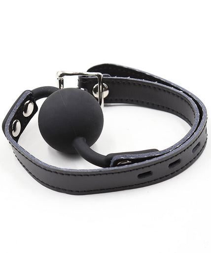 OHMAMA FETISH - SILICONE BALL GAG WITH LEATHER BELT (PADLOCK INCLUDED)