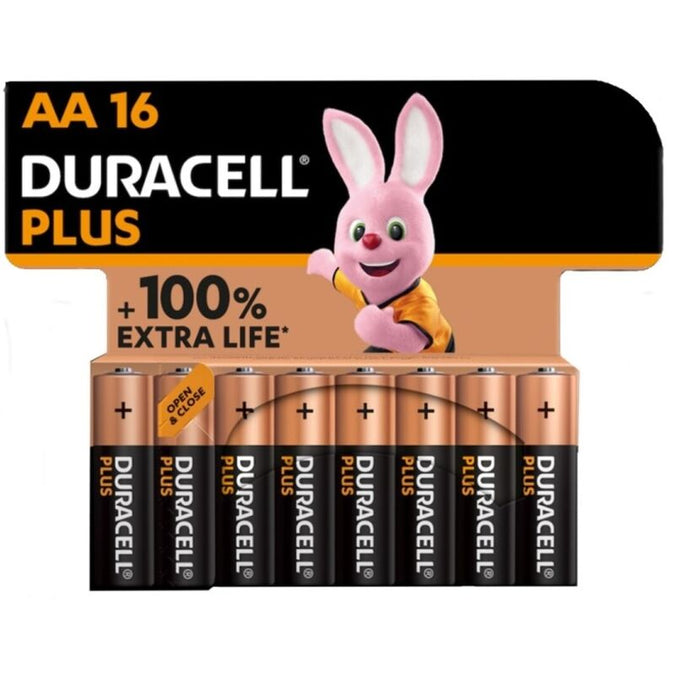 DURACELL - PLUS POWER 100 ALKALINE BATTERIJ AA LR6 16 STUKS