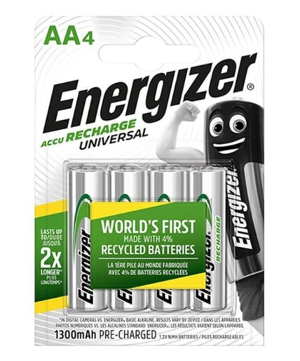 ENERGIZER - UNIVERSAL RECHARGEABLE BATTERY HR6 AA 1300mAh 4 UNIT