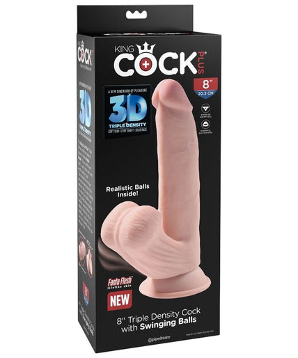 KING COCK - PLUS 3D DILDO SWINGING BALLS 24.5 CM LIGHT SKIN