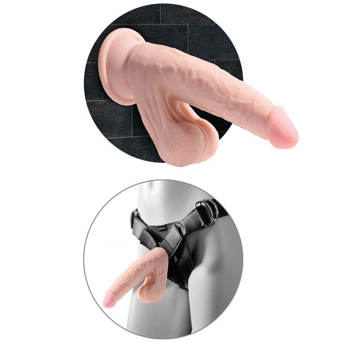 Pleasurements – King Cock Plus – 3D dildo met schommelende ballen 15,2 cm lichte huid
