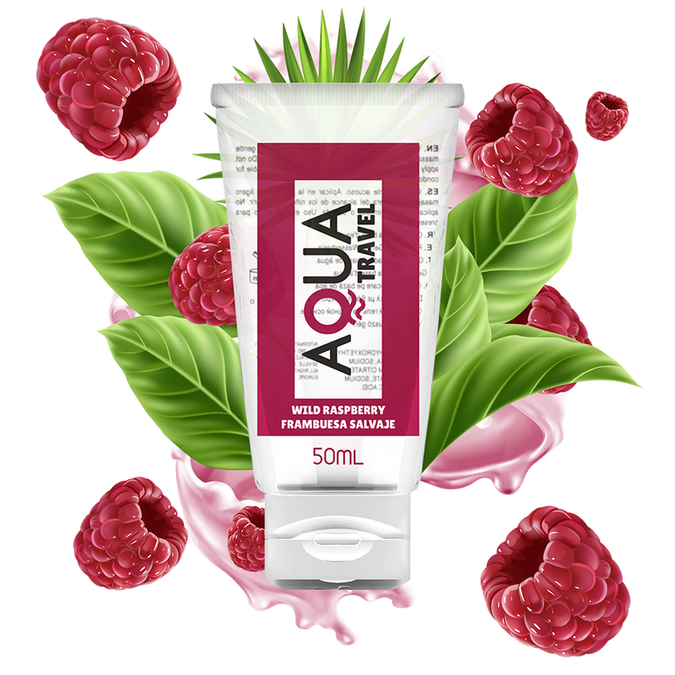 AQUA TRAVEL - GLIJMIDDEL OP WATERBASIS MET WILDE FRAMBOZENSMAAK - 50 ML