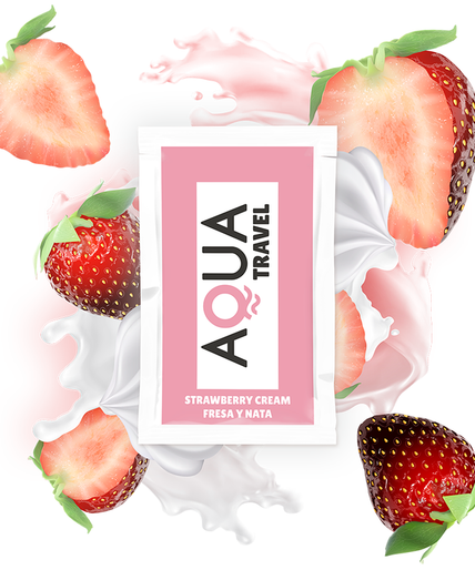 AQUA TRAVEL - GLIJMIDDEL OP WATERBASIS MET AARDBEI-ROOMSMAAK 6 ML