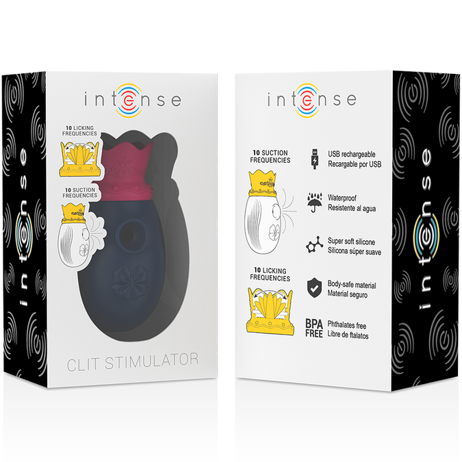 Intense – Clitorisstimulator met 10 zuig- en likmodi – Blauw